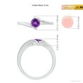 thumbnail image 4 of ANGARA Natural Bar-Set Solitaire Round Amethyst Bypass Ring in 14K White Gold for Women (Size-5mm) | February Birthstone, Birthday, Anniversary, Jewelry Gift for Women | Natural Amethyst Ring, 4 of 9
