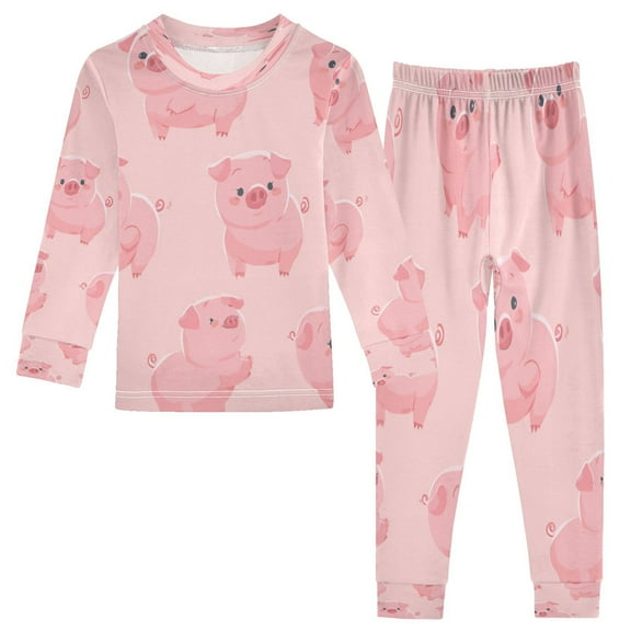 RMDQTR Cotton Pajama Set - 95% Cotton Soft Breathable Elastic Waist Round Neck Sleepwear for 18M-8Y Cute Cartoon Pig