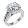 thumbnail image 2 of Eterna Jewel1.7 Ct Cushion Cut Lab-Created Simulated Diamond Ring - 14K White Gold Plated - Split Shank Halo Wedding Ring for Women - Beautifully Crafted with Prong Setting for Ultimate Shine, 2 of 3