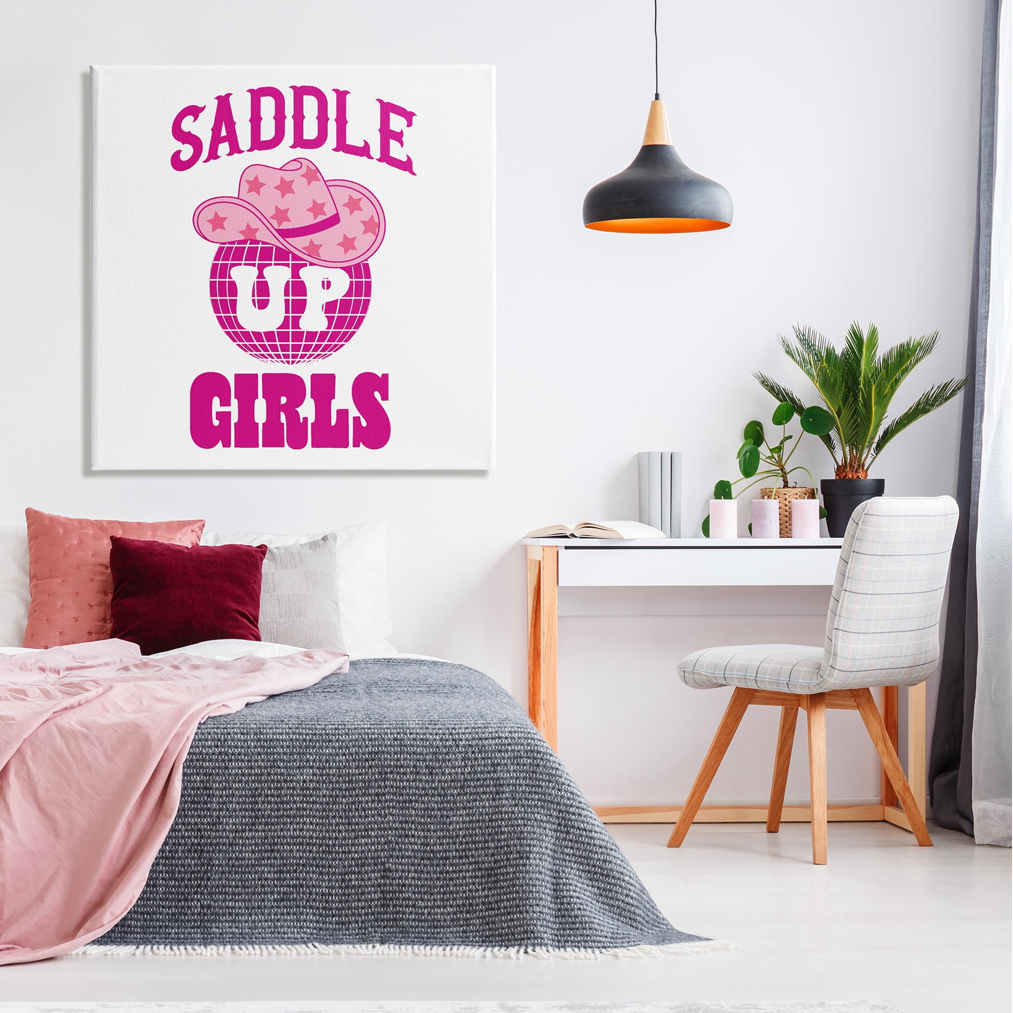 Stupell Industries Saddle Up Girls Phrase Beauty & Fashion Painting Gallery Wrapped Canvas Print Wall Art, 36 x 36