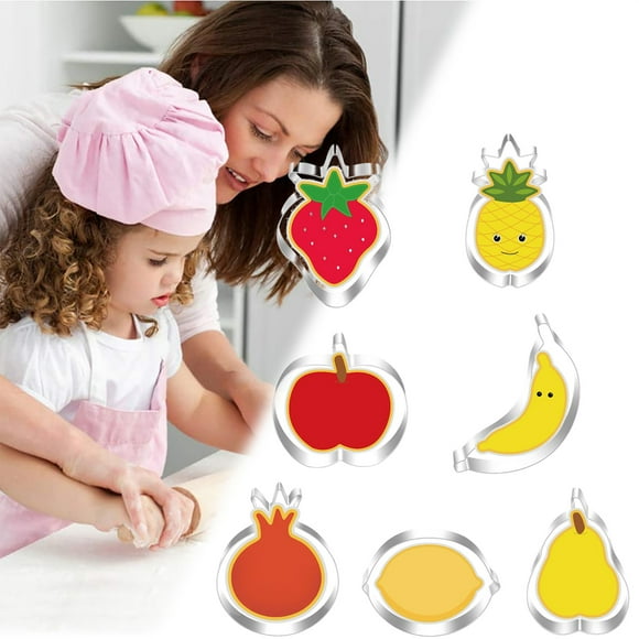 Neinkie 7Pcs/Set Fruit Cookie Cutter– Lemon, Pear, Watermelon, Peach, Strawberry, Pineapple, Banana Cookie Cutters and Recipe Card Hand Made in the USA from Tin Plated Steel
