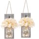 thumbnail image 1 of 2 candelabros rústicos de tarro de albañil, decoración rústica de madera retro, ganchos de hierro forjado, hortensia de seda y diseño de luces LED para decoración del hogar Namotu WL-00732, 1 of 7