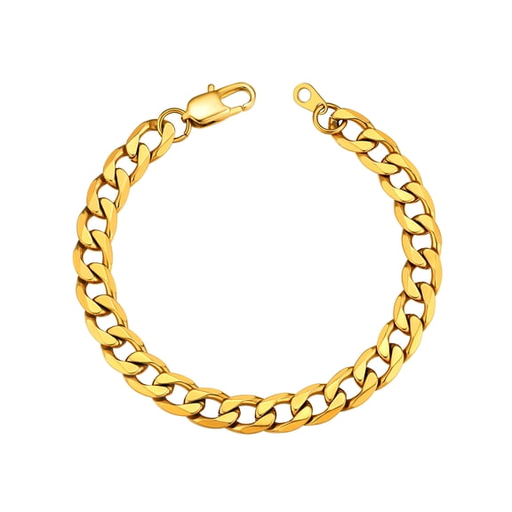 PROSTEEL Gold Plated Cuban Bracelet for Men Thick 14K Gold Plated Curb Link Chain 8MM 8.3 Inch Stainless Steel Wrist Bracelets Birthday Valentines Day Jewelry Gifts