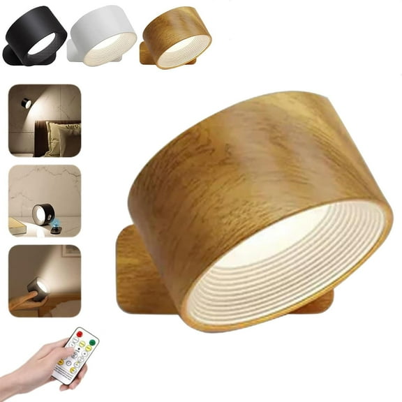 Lights of Sweden Wall Lamps, Led Light of Sweden Wall Lights,3 Color Temperatures & Dimmable Magnetic 360° Rotation, with Remote Control for Display, Artwork (Wooden*1)