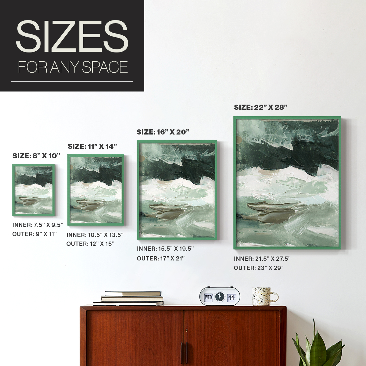 Crashing I Framed Print in Green Solid Wood Framed Print No Nail Hanging