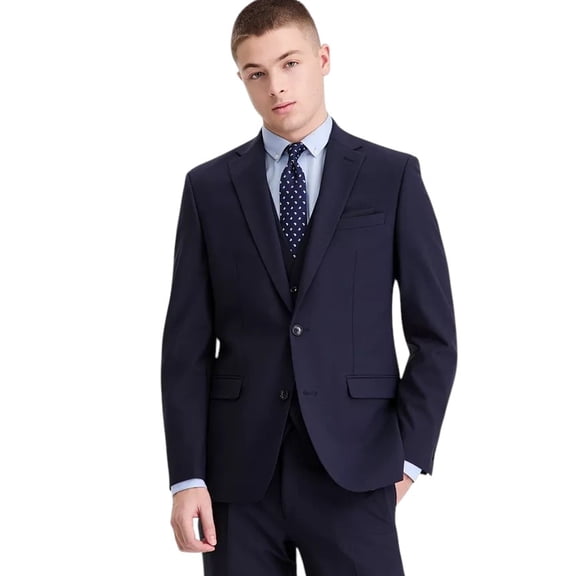 Bar Iii Mens Slim fit Wool Suit Jacket Blazer 40 L Navy Blue Solid