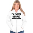 thumbnail image 3 of I'm With Stupid Classic Rude Insult Unisex Fleece Graphic Zip Up Hoodie Brisco Brands 3X, 3 of 5