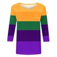 thumbnail image 4 of SOOMLON Mardi Gras Outfit for Women Tuesday Shirts Carnival Themed Party 3/4 Sleeve Outfits Funny Striped Graphic Tshirts Tunic Crewneck Tops New Orleans Holiday Blouses 2025 Multicolor XL, 4 of 5