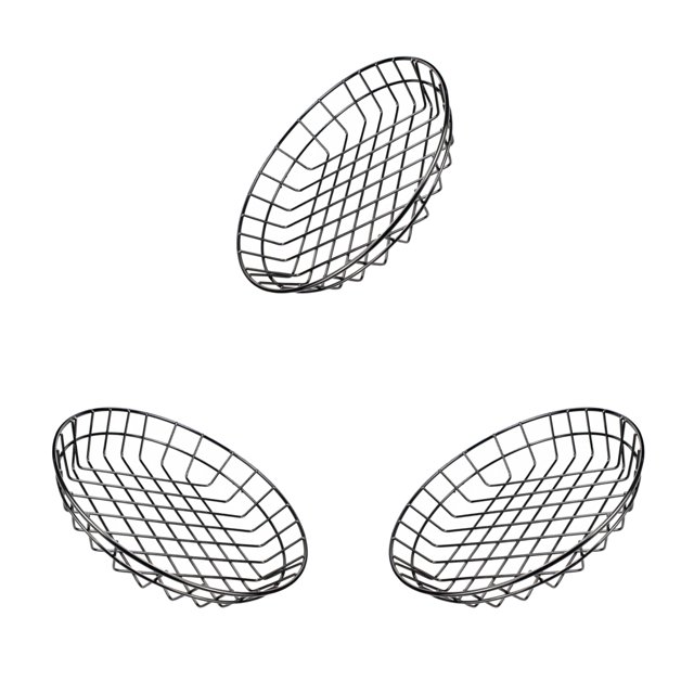 3Pcs L Cestas de Comida Rápida de Metal Restaurante Que Sirve para Papas , Negro Sunnimix Cestas de servicio rápido
