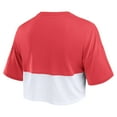 thumbnail image 3 of Women's Fanatics Crimson/White Oklahoma Sooners Oversized Badge Colorblock Cropped T-Shirt, 3 of 3