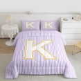 thumbnail image 2 of Feelyou Princess Monogrammed K Queen Comforter Set for Teens, Kawaii Cartoon Letter Bedding Sets, Modern Fashion Lines Reversible Bedding Comforter Set, Breathable Home Decor, 3-Piece, 2 of 8