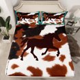 thumbnail image 2 of Homewish Rustic Western Cowboy Twin Sheet Sets,Farmhouse Horse Cowhide Twin Fitted Sheet,Brown Cyan Flat Sheet For Boys Kids,Breathable Home Decor,3-Piece, 2 of 7