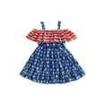 thumbnail image 1 of Biekopu Independence Day Toddler Girls,Summer Casual Sling Sleeveless Off Shoulder Stars Striped Dress, 1 of 9