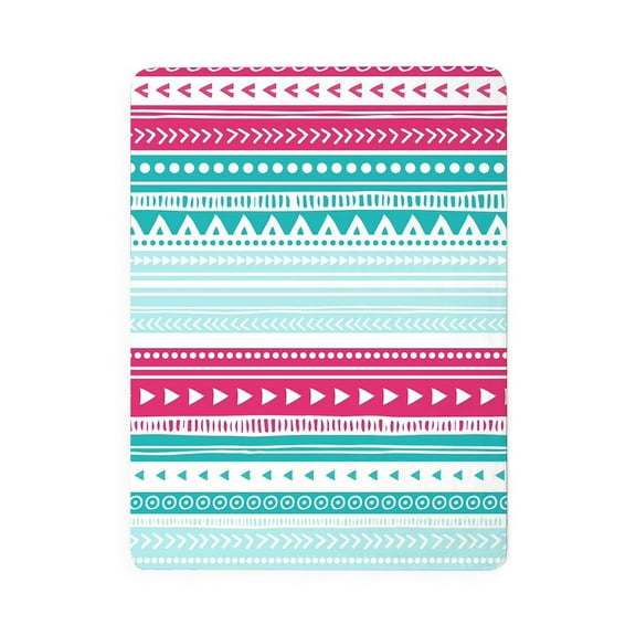 CafePress - Pink Blue Geometric Tribal Stripes - Large Sherpa Fleece Throw Blanket 80" x 60"