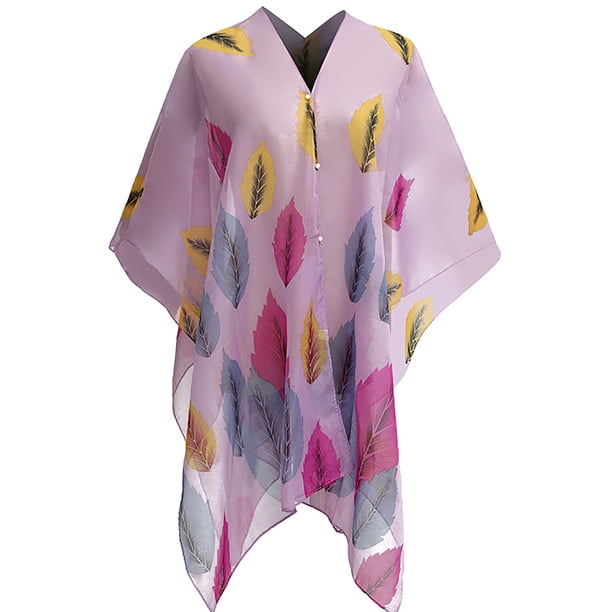 Bufanda y chal de gasa con estampado, para mujer, de verano, con protección solar, de comercio exterior, de seda, con botones y ojales.