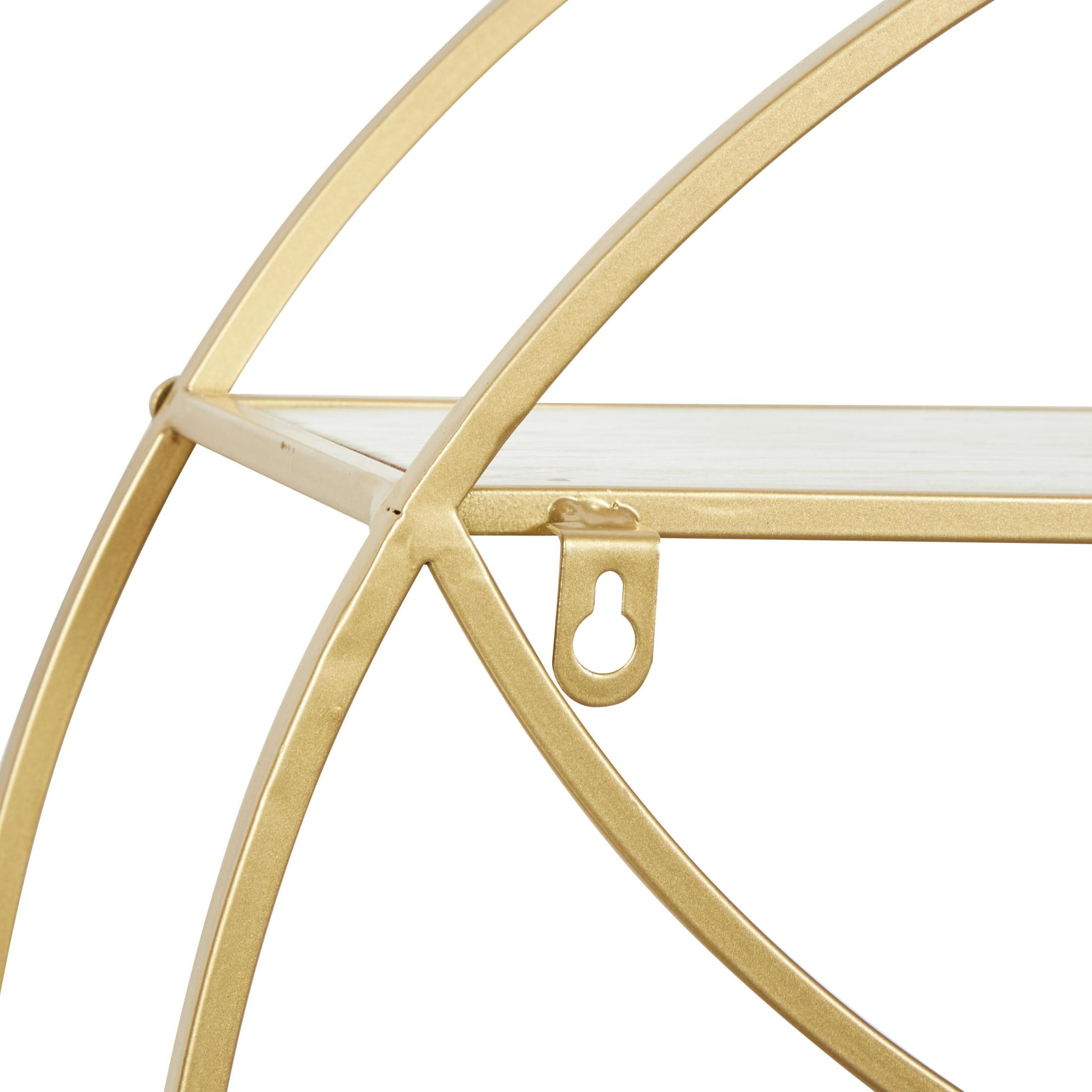 CosmoLiving by Cosmopolitan 22" x 7" Round 2-Tier Gold Geometric Wall Shelf