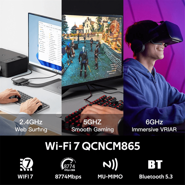 JANZU WiFi7 QCNCM865 sans 2.4 Gbps Bluetooth 5.4 Wi-FI sans pour Win11