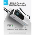 thumbnail image 3 of Anker Laptop Power Bank, 25,000mAh Portable Charger with Triple 100W USB-C Ports, Built-in Retractable Cables, Flight-Approved for Travel, Compatible for iPhone 17/16 Series,Macbook,Samsung, and More, 3 of 6
