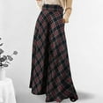 thumbnail image 3 of purcolt Women's Plus Size Vintage Plaid Maxi Skirts High Waisted Trendy Fall Casual A-Line Pleated Full Length Long Skirts with Pockets, 3 of 5