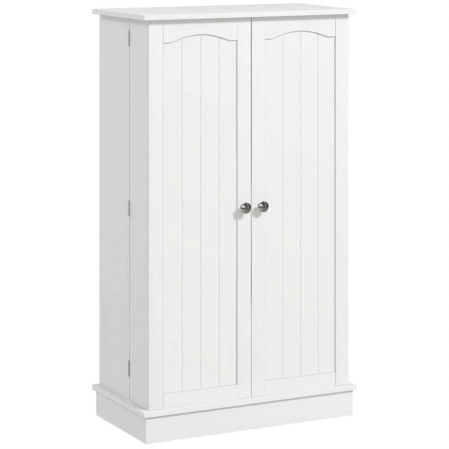 Demi Bonn 23" Freestanding Kitchen Pantry Cabinet, Double Door Storage Sideboard, 5-Tier Shelving for Home Organization, White