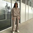 thumbnail image 5 of Sweatsuits 2 Piece Set for Women Half Zip Stand Collar Sweatsuits Long Sleeve Sweatshirt & Straight Leg Pants Sports Casual Winter Tracksuit Camel XXXL, 5 of 5