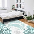 thumbnail image 6 of Area Rugs Indoor Non-Slip Rectangle Rug 5x8 Ft Summer Turquoise Crab Coral Seashell Nautical Coastal Rug Rubber Backing Floor Mats Non Shedding Home Decor Carpet for Entryway Living Room, 6 of 8