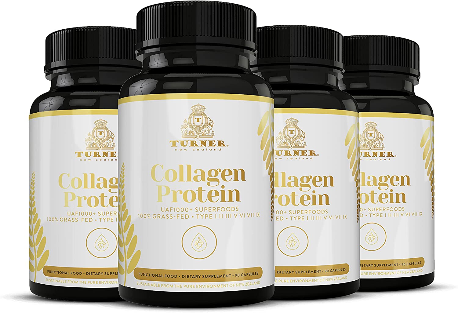 TURNER Zealand Cattle GrassFed Collagen Protein Supplement Capsules, 4 Count, 360 Capsules