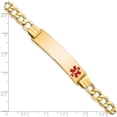 thumbnail image 4 of 14K Yellow Gold Semi-Solid Medical Red Enamel Curb Link Id Bracelet (8 X 10.5) Made In United States xm579fr-8, 4 of 5