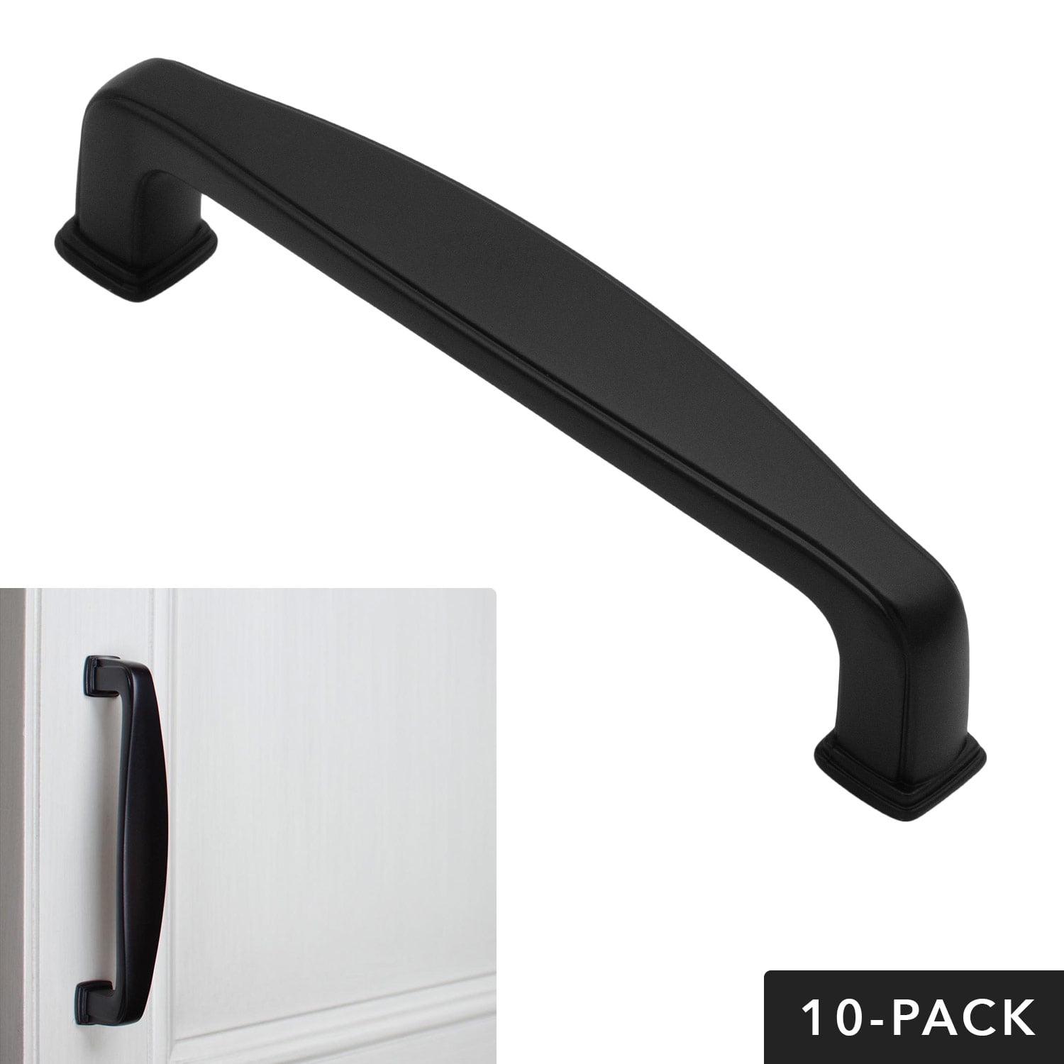 10 Pack Cosmas 702-4FB Flat Black Contemporary Cabinet Hardware Handle Pull 4 Hole Centers