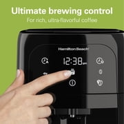 Hamilton Beach One Press 12-Cup Programmable Drip Coffee Maker Machine with Glass Coffee Pot, Cafetera, Black