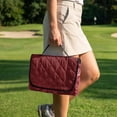 thumbnail image 3 of COEQINE 2-in-1 Golf Cart Seat Cover & Carry Bundle, Folds Like a Bag with Handle, Universal Fit for Two-Seaters, 4 Storage Pockets, Machine Washable Polyester, Red American Tribal Boho Flower, 3 of 8