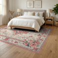thumbnail image 3 of ODIKA 6'x9' Washable Area Rug Playroom Coquette Ribbon Border Vintage Pink Dorm Boho Girly for Dining Room, Under Table, Office Décor, Non-Slip Chair-Friendly, 3 of 7