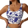 thumbnail image 1 of Fotbe Blue And White Porcelain Pattern Sujetador Deportivo Largo sin Aros para Mujer con Almohadillas y Soporte Medio, Transpirable y Absorbente, Camiseta Tipo Chaleco o Tank Top-X-Large, 1 of 8