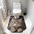 thumbnail image 4 of Gumesh Cute Cat U Shaped Bathroom Rugs Toilet Mat Cute Contour Rug Non Slip Water Absorbent Funny Bathroom Decor Washable Green Toilet Rug 20x16 Inch, 4 of 6