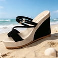 thumbnail image 7 of Womens Wedge Platform Espadrille Slide Sandals Slip On Open Toe High Heels Casual Summer Shoes Black 9.5, 7 of 7