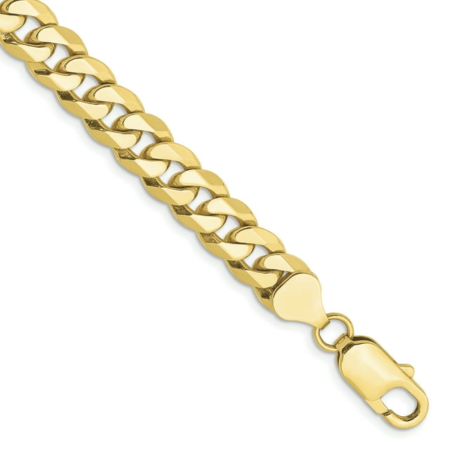 10k 7.75mm Flat Beveled Curb Chain (Weight: 20.26 Grams, Length: 8 Inches)
