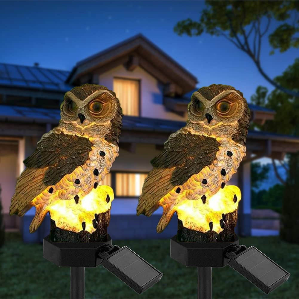 Vintage Style Owl Solar Lights Waterproof Night Lamp for Garden Courtyard 