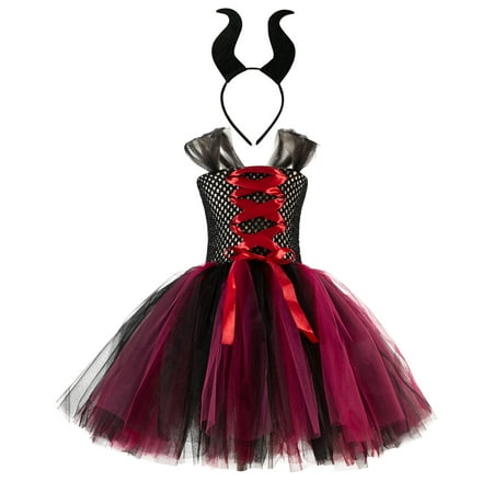 

Ozmmyan Girls Princess Dresses Holiday Dresses Kids Girls Halloween Fashion Cute Stitching Color Frenulum Mesh Hollow Out Princess Dress Headdress Suit Gift For Halloween Christmas
