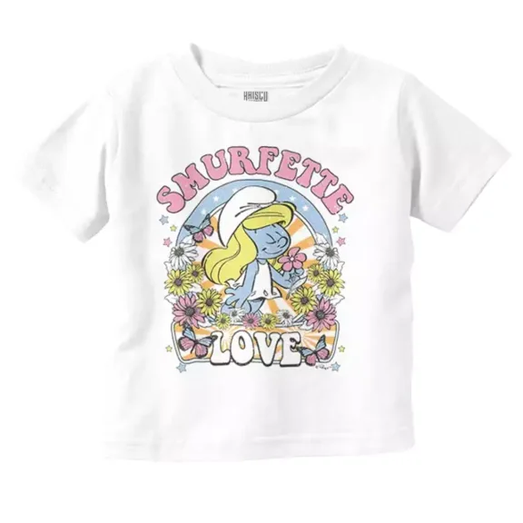 Retro Smurfette Cartoon Love Spring Season Toddler T Shirt TODDLER SHORT SLEEVE TEE BELLA CANVAS 3001T