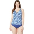thumbnail image 3 of LAUREN RALPH LAUREN Womens Plus Size Printed Halter Tankini Top,Blue,16W, 3 of 7