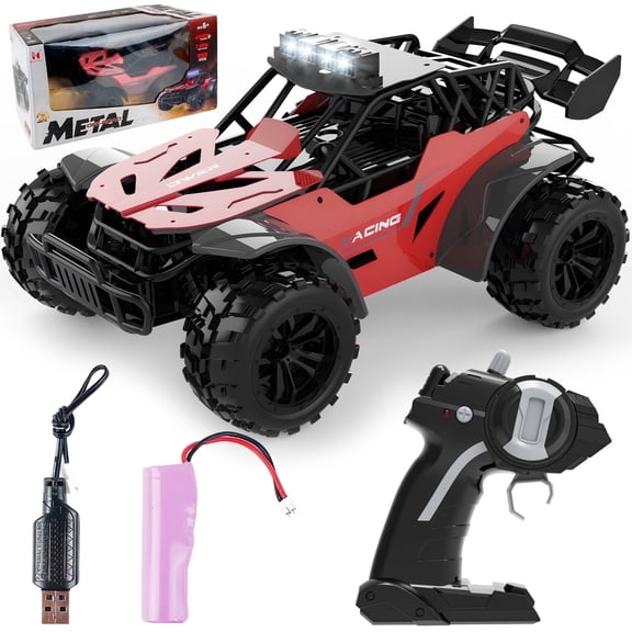 YCFUN RC Car for Kids & Beginners, 1:18 Scale Metal RC Monster Truck Toy with LED, 2.4GHz All-Terrain RC Cars for Kids 3-7 8-12