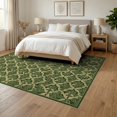 thumbnail image 3 of ODIKA 6'x9' Washable Area Rug Green Leaves Interlocking With Festive Holly Scroll Trim Christmas Flowing for Queen Size Bedroom, Under Bed, Master Suite, Easy Care, Non-Shedding, 3 of 7