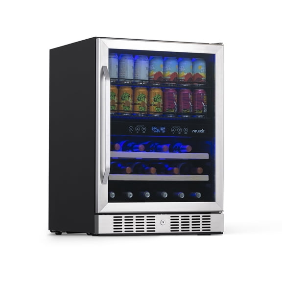 Newair Built-In 20 Bottle 70 Can Beverage Cooler, Dual Zone Refrigerator in Stainless Steel