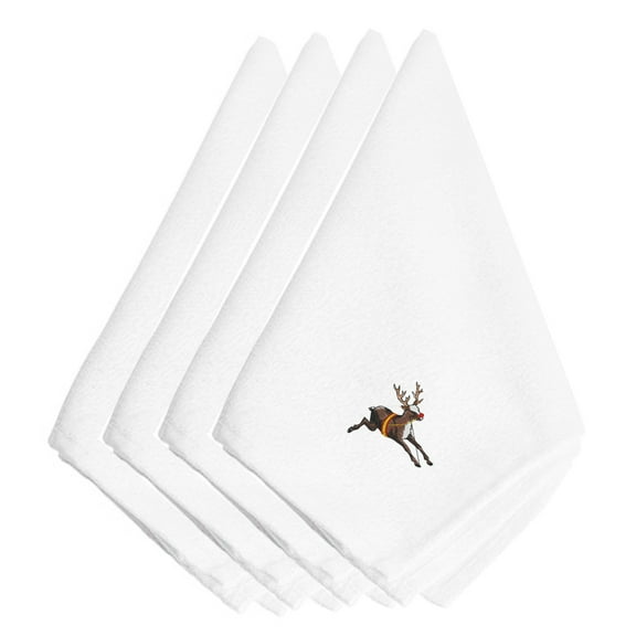 Christmas Rudolph the Reindeer Embroidered Napkins Set of 4
