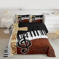 thumbnail image 2 of Feelyou Retro Western Piano Queen Comforter Set for Child, Musical Note Bedding Sets, Musical Instruments Reversible Bedding Comforter Set, Super Cozy Room Decor, 3-Piece, 2 of 8