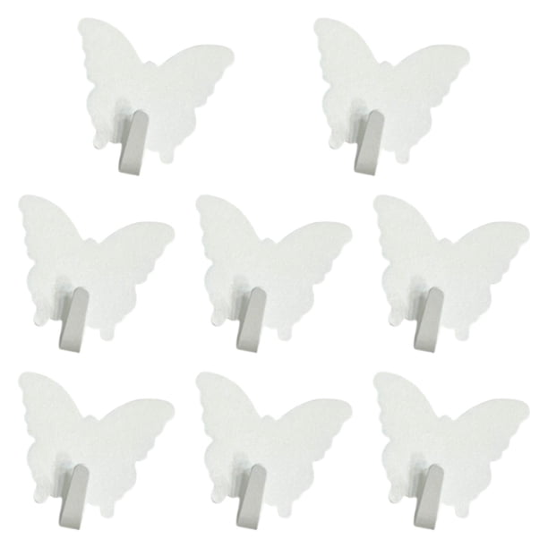 8 ganchos de pared resistentes para cocina, porche, perchero, toalla, metal Blanco