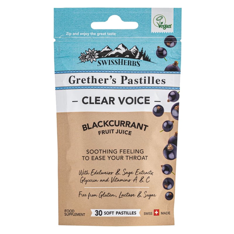 Grether's Pastilles Blackcurrant without Sugar Sachet Vegan 30 Soft Pastilles 
