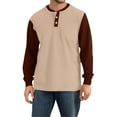thumbnail image 4 of Hearthz Men's Henley Shirts Long Sleeve Fall 3-Button Color Block Summer Shirts for Men Crew Neck Sports Baseball Jerseys T Shirts, 4 of 4