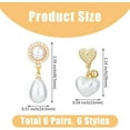thumbnail image 2 of 6 Pairs Pearl Clip on Earrings Cute Imitation Pearl Dangle Earrings Half Round Teardrop Heart Earrings Non Pierced Gold Plated White Pearl Earrings Wedding Bridal Earrings for Woman White DIY, 2 of 7