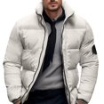 thumbnail image 2 of BAETEUY Men Cotton Coat, Stand Collar, Long Sleeve, Zipper Closure, Thickened, Jacket, Side Pockets, Down, Cotton, Puffer, Outwear, 2 of 8
